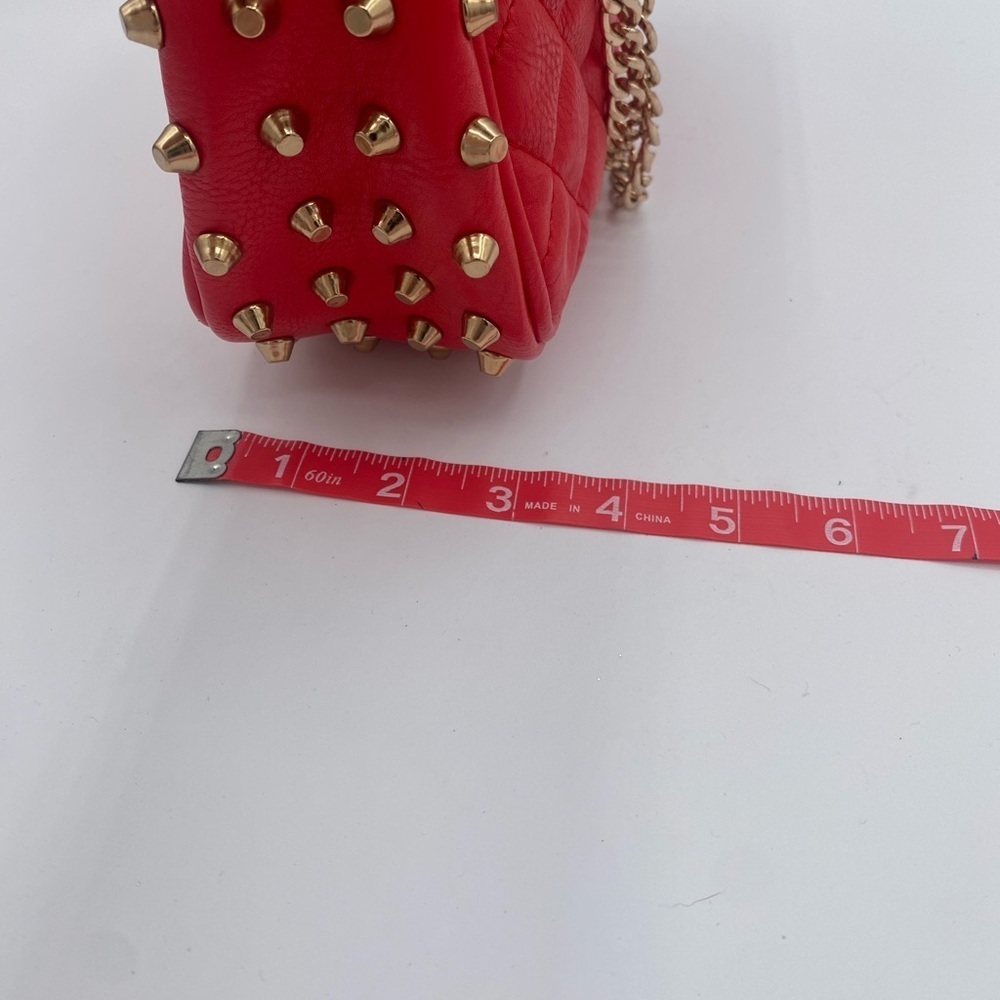 MMS Red Quilted purse with Gold Chain and studs - Picture 13 of 13